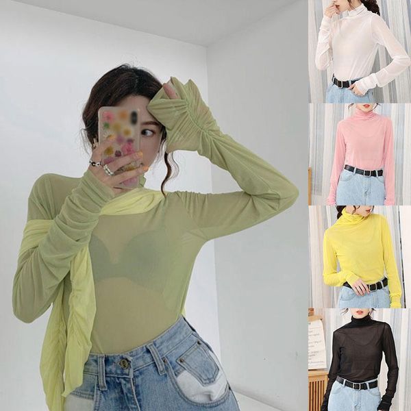 women's t-shirt fashion neon shirt for women long sleeve stand collar sheer mesh party club streetwear hip hop solid color, White
women's t-shirt fashion neon shirt for women long sleeve stand collar sheer mesh party club streetwear hip hop solid color, White