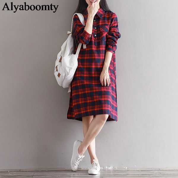 casual dresses mori girl autumn spring women shirt dress red plaid vintage cotton linen vestidos mujer elegant sweet ladies loose, Black;gray
casual dresses mori girl autumn spring women shirt dress red plaid vintage cotton linen vestidos mujer elegant sweet ladies loose, Black;gray