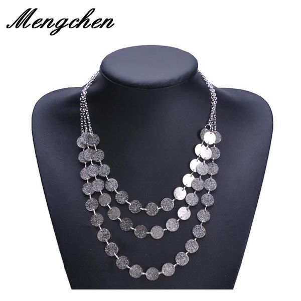 fashion punk multilayer big statement multiple sequins necklaces for women simple style jewelry chokers, Golden;silver
fashion punk multilayer big statement multiple sequins necklaces for women simple style jewelry chokers, Golden;silver