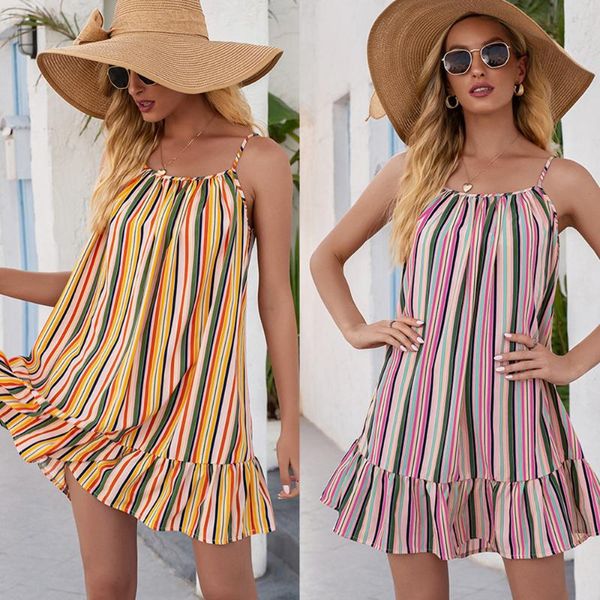 casual dresses spring and summer elegant embroidery lace sleeveless party women's rainbow stripe print sling harajuku loose dress, Black;gray
casual dresses spring and summer elegant embroidery lace sleeveless party women's rainbow stripe print sling harajuku loose dress, Black;gray