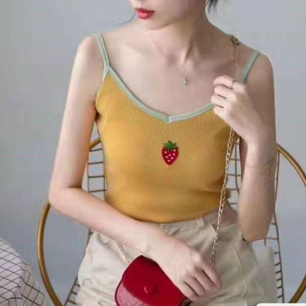 women's tanks & camis fashion korean style tank casual concise cute strawberry pattern sleeveless knitting sling, White
women's tanks & camis fashion korean style tank casual concise cute strawberry pattern sleeveless knitting sling, White