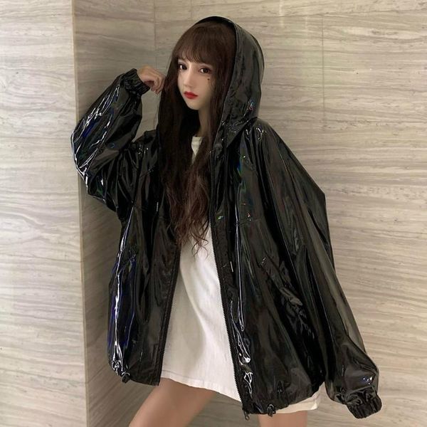 autumn/winter harajuku street dark punk girl hoodie jacket korean woman cool glossy waterproof gothic women's jackets, Black;brown
autumn/winter harajuku street dark punk girl hoodie jacket korean woman cool glossy waterproof gothic women's jackets, Black;brown