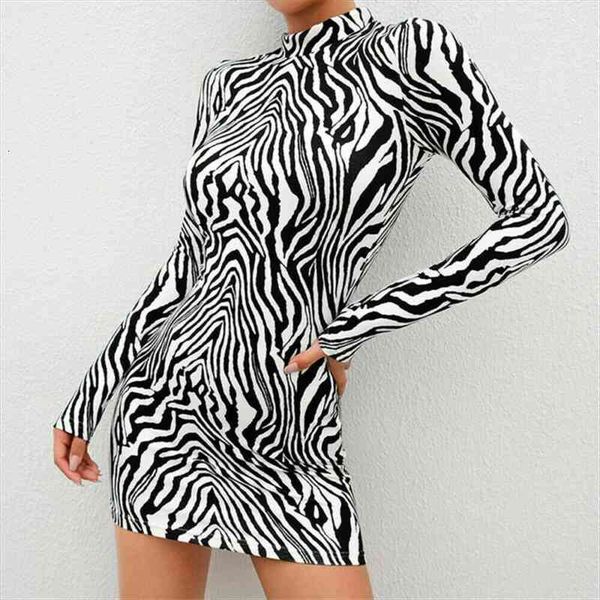women zebra-stripe dresses long sleeve high neck stretch bodycon party slim mini dress, Black;gray
women zebra-stripe dresses long sleeve high neck stretch bodycon party slim mini dress, Black;gray