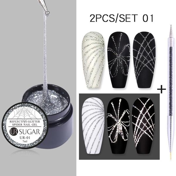 7ml silver glitter color reflective spider nail gel set with art liner drawing brush wire line varnish, Red;pink
7ml silver glitter color reflective spider nail gel set with art liner drawing brush wire line varnish, Red;pink