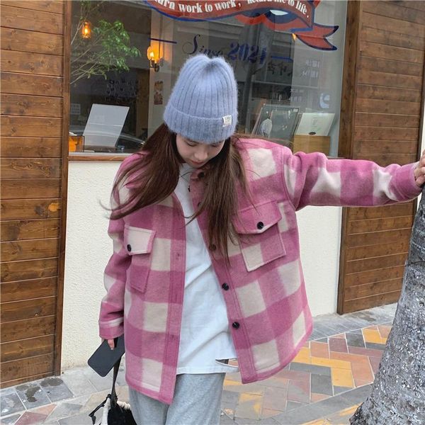 women's jackets plaid woolen coat autumn winter chic vintage long sleeve turn down collar loose jacket lady casual outwear, Black;brown
women's jackets plaid woolen coat autumn winter chic vintage long sleeve turn down collar loose jacket lady casual outwear, Black;brown