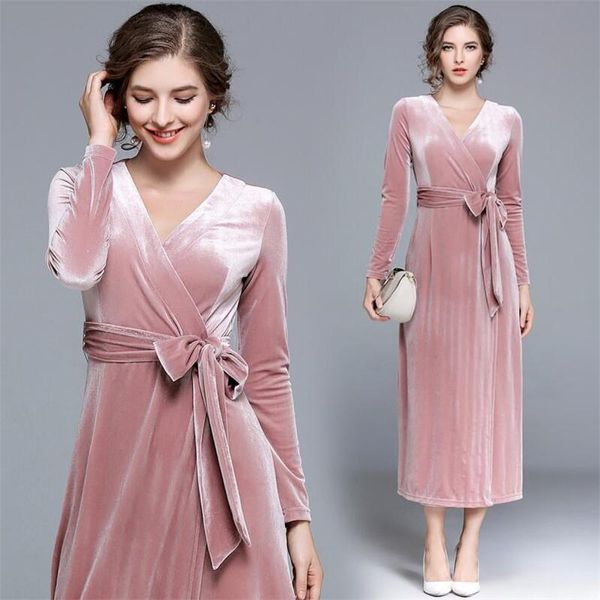 casual dresses 2021 spring winter evening party pink velvet dress women velour long with sashes vestidos big size 3xl, Black;gray
casual dresses 2021 spring winter evening party pink velvet dress women velour long with sashes vestidos big size 3xl, Black;gray
