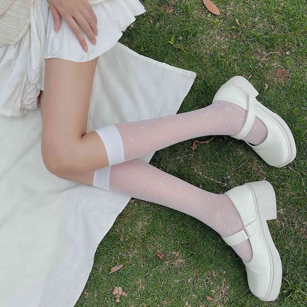 wave medium calf small round dot tube white half cut jk socks in's summer black silk stockings, Black;white
wave medium calf small round dot tube white half cut jk socks in's summer black silk stockings, Black;white