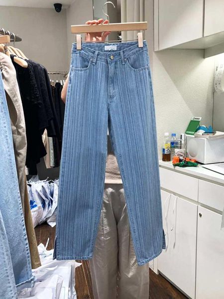 women's jeans temperament high waist straight-leg pants with pocket striped casual for women loose droop straight denim pantalones, Blue
women's jeans temperament high waist straight-leg pants with pocket striped casual for women loose droop straight denim pantalones, Blue