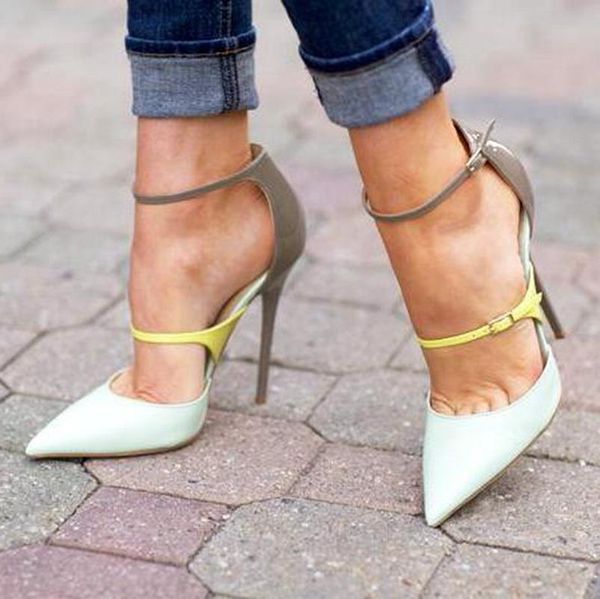 dress shoes elegant party ankle buckle patent leather patchwork ladies thin heels spring fashion white women pumps, Black
dress shoes elegant party ankle buckle patent leather patchwork ladies thin heels spring fashion white women pumps, Black