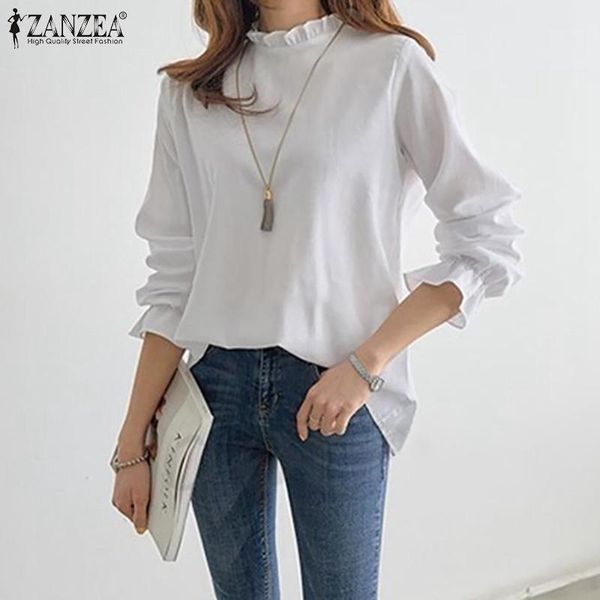 women's blouses & shirts zanzea 2021 vintage autumn ruffle bloues long sleeve blusas female solid tunic casual plus size basic chem, White
women's blouses & shirts zanzea 2021 vintage autumn ruffle bloues long sleeve blusas female solid tunic casual plus size basic chem, White