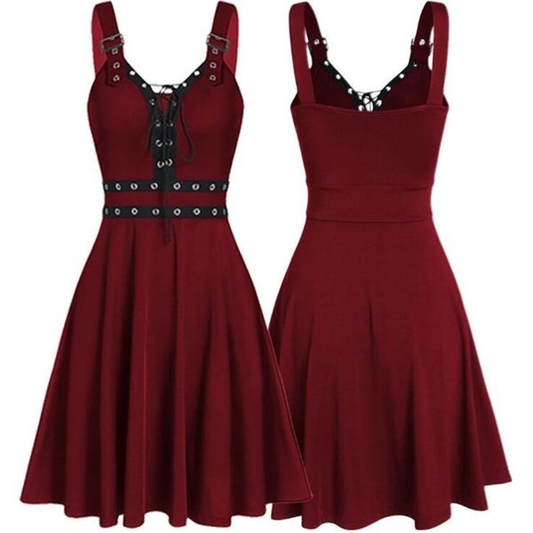 women plus size cool solid bandage irregular hem sleeveless camisole mini dress gothic punk style sleeveless strap dress 210325, Black;gray
women plus size cool solid bandage irregular hem sleeveless camisole mini dress gothic punk style sleeveless strap dress 210325, Black;gray