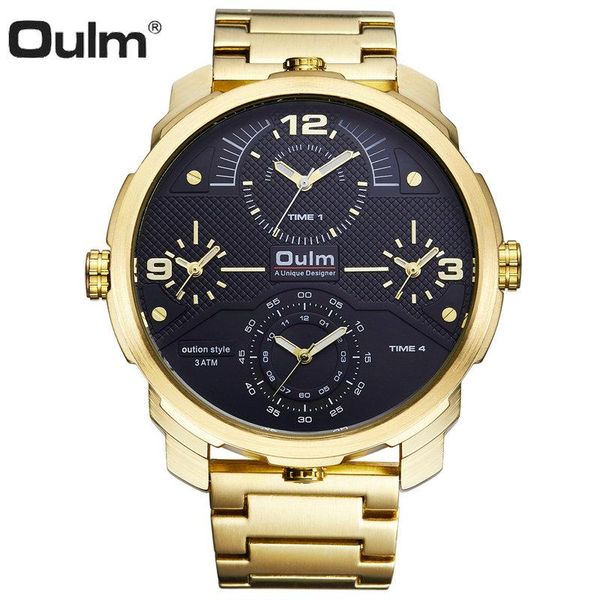 wristwatches oulm golden quartz watch men full steel big dial 4 time zone casual business wrist watches relogio masculino, Slivery;brown
wristwatches oulm golden quartz watch men full steel big dial 4 time zone casual business wrist watches relogio masculino, Slivery;brown