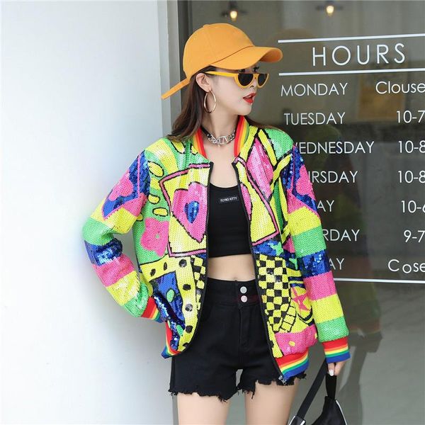 women's jackets geometric fashion sequin women 2021 streetwear design loose plus size chic long sleeve zipper outerwear short coats, Black;brown
women's jackets geometric fashion sequin women 2021 streetwear design loose plus size chic long sleeve zipper outerwear short coats, Black;brown