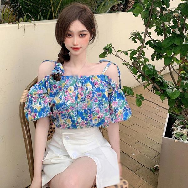 women's blouses & shirts slash neck puff sleeve floral shirt women summer net red strapless sling short top, White
women's blouses & shirts slash neck puff sleeve floral shirt women summer net red strapless sling short top, White
