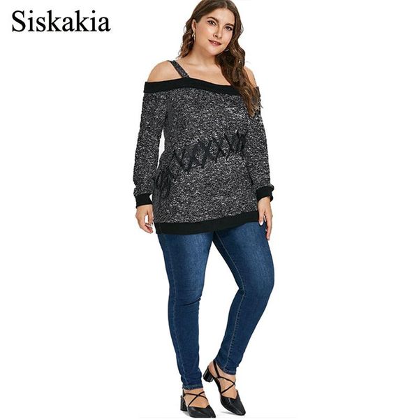 women's sweaters siskakia cold shoulder pullovers spring 2021 women long sleeve cross lace up patchwork slash neck large size, White;black
women's sweaters siskakia cold shoulder pullovers spring 2021 women long sleeve cross lace up patchwork slash neck large size, White;black