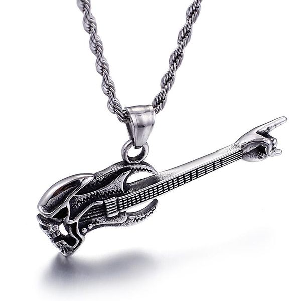 retro punk skull guitar pendant necklace for women and men hip hop stainless steel jewelry necklaces, Silver
retro punk skull guitar pendant necklace for women and men hip hop stainless steel jewelry necklaces, Silver