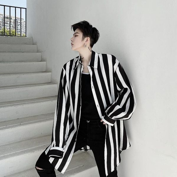 male women streetwear hip hop vintage fashion loose dress shirt cardigan coat men cotton linen casual long sleeve stripe men's shirts, White;black
male women streetwear hip hop vintage fashion loose dress shirt cardigan coat men cotton linen casual long sleeve stripe men's shirts, White;black