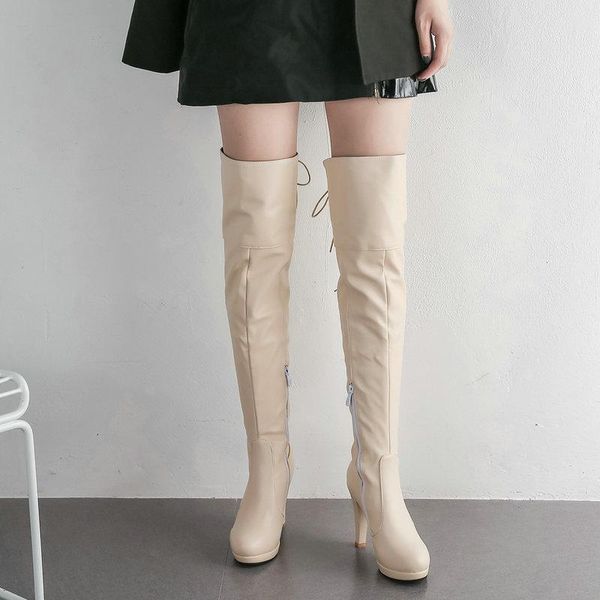 boots platform ladies thigh spring autumn fashion slim long winter square high-heel zipper cross tied women's shoes, Black
boots platform ladies thigh spring autumn fashion slim long winter square high-heel zipper cross tied women's shoes, Black