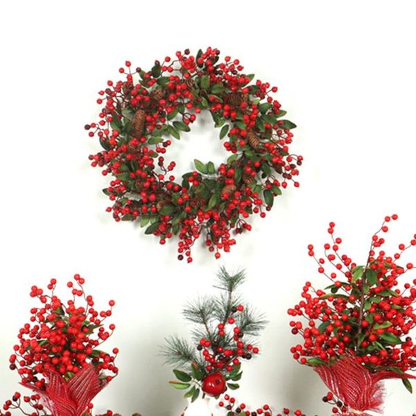 decorative flowers & wreaths christmas red fruit vine circle big pine cone wreath handmade decoration door hang 
decorative flowers & wreaths christmas red fruit vine circle big pine cone wreath handmade decoration door hang