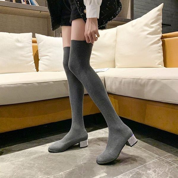 boots over the knee women's thick heel 2021 rhinestone stretch knitted wool socks, Black
boots over the knee women's thick heel 2021 rhinestone stretch knitted wool socks, Black