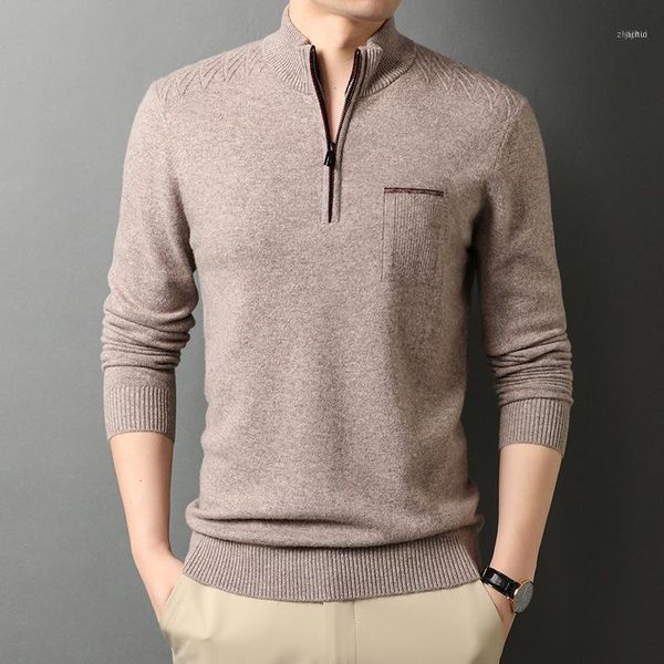 100% merino wool pullover men 2021 pure cashmere zipper half high collar knitted sweaters1, White;black
100% merino wool pullover men 2021 pure cashmere zipper half high collar knitted sweaters1, White;black