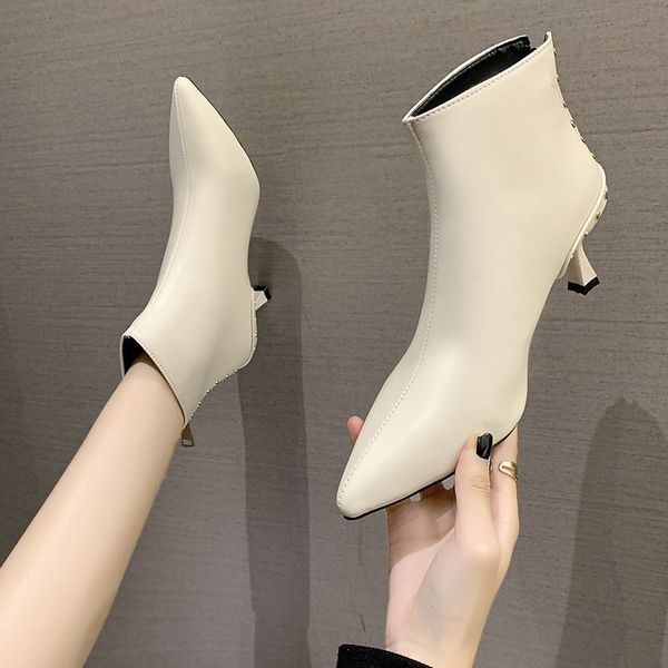 thin heel high short boots women's fashion in autumn and winter pointed naked cotton, Black
thin heel high short boots women's fashion in autumn and winter pointed naked cotton, Black
