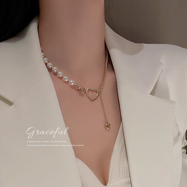 amulet pendants south korea east gate fashion love pearl chain splicing necklace neck net red temperament, Golden;silver
amulet pendants south korea east gate fashion love pearl chain splicing necklace neck net red temperament, Golden;silver
