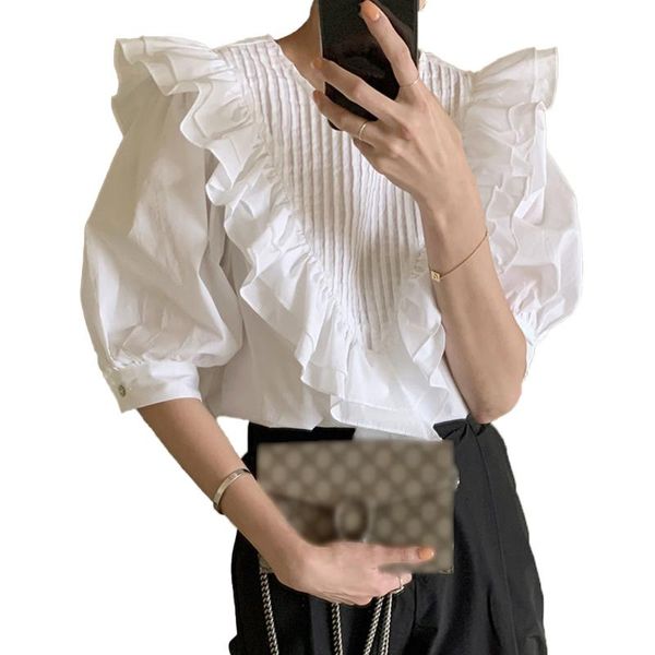 men's casual shirts 2021 korean fashion french retro solid color ruffle blouse round neck puff sleeve pleated splicing temperament, White;black
men's casual shirts 2021 korean fashion french retro solid color ruffle blouse round neck puff sleeve pleated splicing temperament, White;black