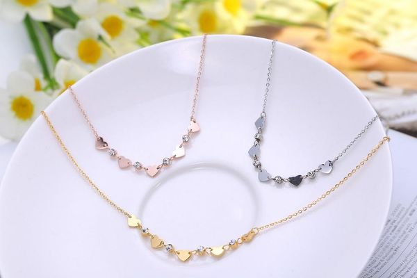 pendant necklaces charming stainless steel female kolye chain 5 peach heart shape women's birthday gift, Silver
pendant necklaces charming stainless steel female kolye chain 5 peach heart shape women's birthday gift, Silver