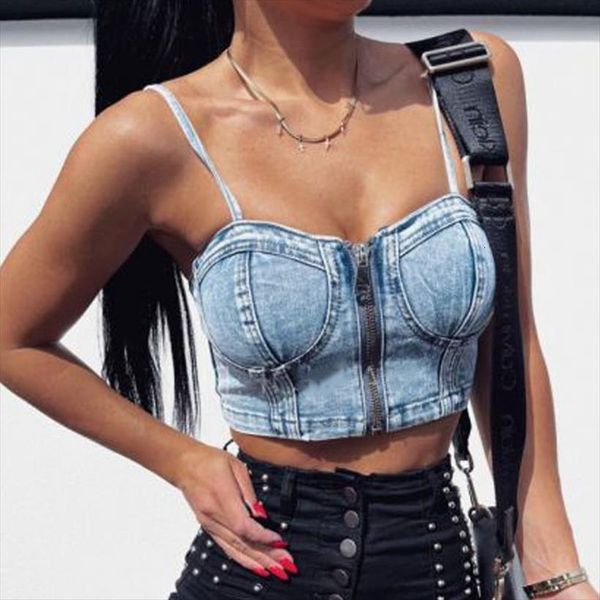 denim camisoles summer street womens tank style zipper front crop fashion party club backless straps bustier tube, White
denim camisoles summer street womens tank style zipper front crop fashion party club backless straps bustier tube, White