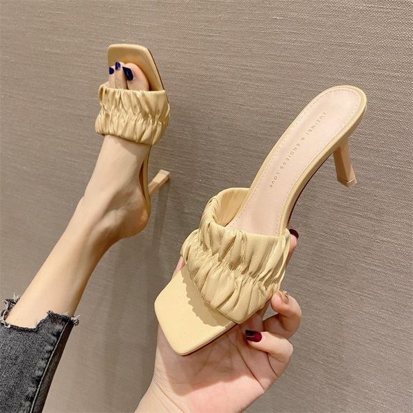 dress shoes fashion design square toe pleated leather mules slippers women 2021 summer sandals ladies thin high heels party shoe, Black
dress shoes fashion design square toe pleated leather mules slippers women 2021 summer sandals ladies thin high heels party shoe, Black