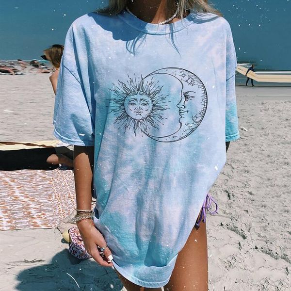 vintage tie-dye women's t-shirt sun and moon printed casual short sleeve tshirts oversized summer cotton streetwear#45, White
vintage tie-dye women's t-shirt sun and moon printed casual short sleeve tshirts oversized summer cotton streetwear#45, White