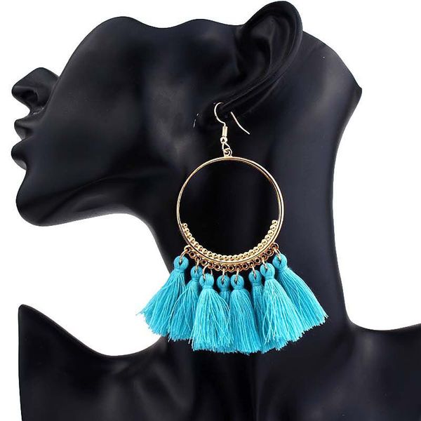 fashion bohemian ethnic fringed tassel earrings golden round circle ring dangle hanging drop earrings for women, Silver
fashion bohemian ethnic fringed tassel earrings golden round circle ring dangle hanging drop earrings for women, Silver