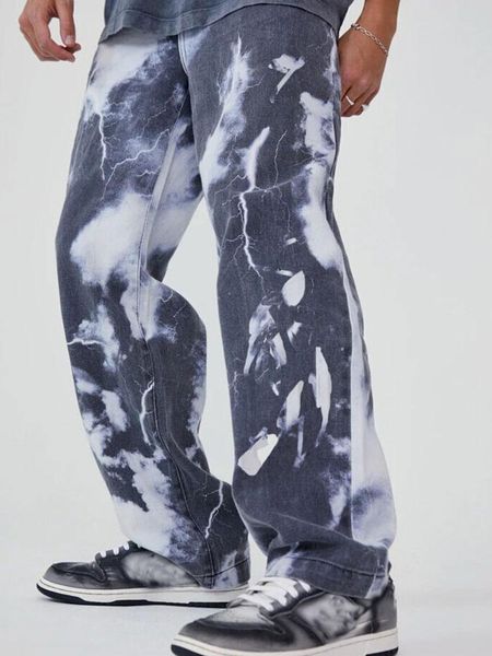 men's jeans wide leg tie dye fashion casual loose street american trendy clothing 2021, Blue
men's jeans wide leg tie dye fashion casual loose street american trendy clothing 2021, Blue