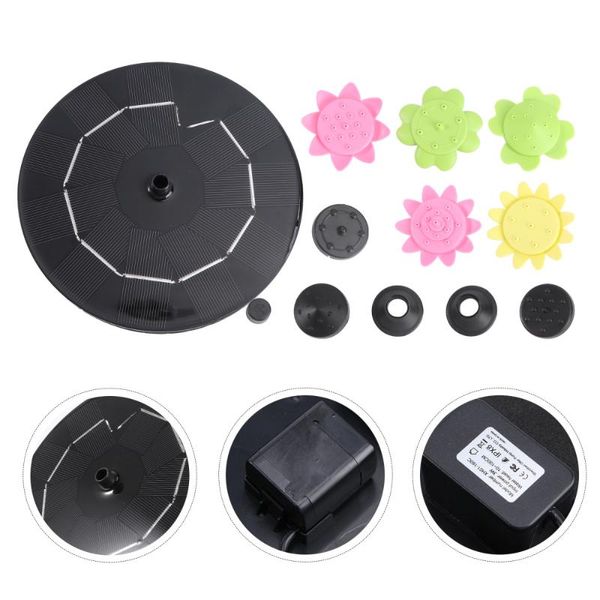garden decorations 1 set outdoor solar fountain petal pond (black)