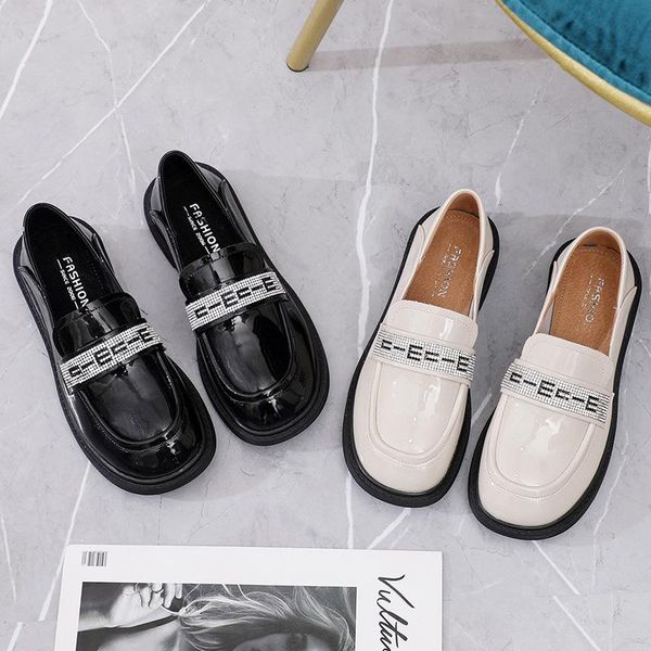 dress shoes 2021 autumn and winter leather women's small white round head fashion casual single loafers, Black
dress shoes 2021 autumn and winter leather women's small white round head fashion casual single loafers, Black
