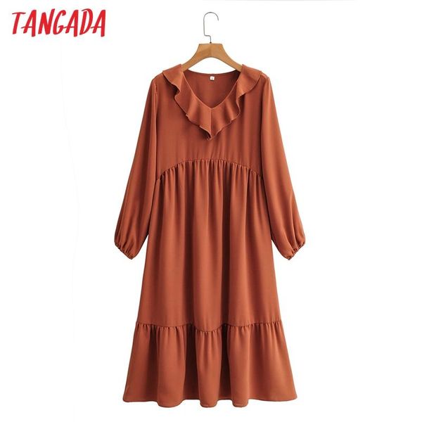 tangada fashion women ruffles orange chiffon dress arrival long sleeve ladies v neck loose midi vestidos sy33 casual dresses, Black;gray
tangada fashion women ruffles orange chiffon dress arrival long sleeve ladies v neck loose midi vestidos sy33 casual dresses, Black;gray