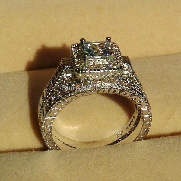 wedding rings size 5-11 vintage jewelry 10kt white gold filled princess cut cz zirconia simulated stones women pair ring set gift, Slivery;golden
wedding rings size 5-11 vintage jewelry 10kt white gold filled princess cut cz zirconia simulated stones women pair ring set gift, Slivery;golden