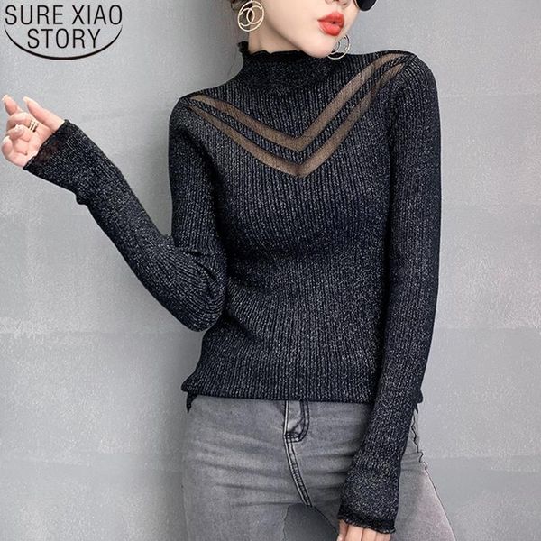 women's sweaters hollow mesh stitching sweater women 2021 autumn jumper pullover turtleneck bright bottoming 11245, White;black
women's sweaters hollow mesh stitching sweater women 2021 autumn jumper pullover turtleneck bright bottoming 11245, White;black