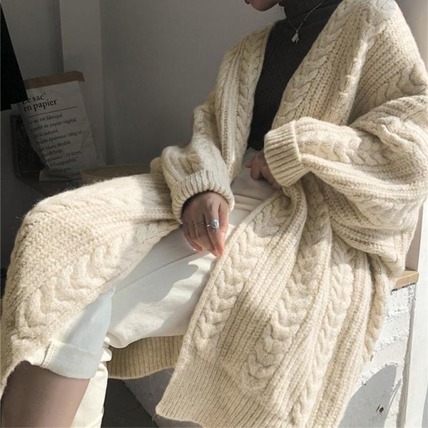 women's knits & tees retro winter sweater cardigan twisted knit jacket long fashion sweters for women, White
women's knits & tees retro winter sweater cardigan twisted knit jacket long fashion sweters for women, White