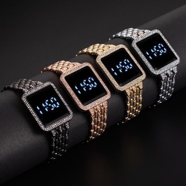 wristwatches women's watch led digital display electronic clock luxury fashion stainless steel bracelet watches ladies diamond edge cas, Slivery;brown
wristwatches women's watch led digital display electronic clock luxury fashion stainless steel bracelet watches ladies diamond edge cas, Slivery;brown