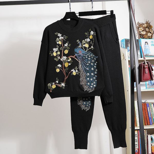 pant autumn fashion knit outfits peacock embroidery long sleeve sweater pencil pants women 2 piece set black knitted tracksuit female, White
pant autumn fashion knit outfits peacock embroidery long sleeve sweater pencil pants women 2 piece set black knitted tracksuit female, White
