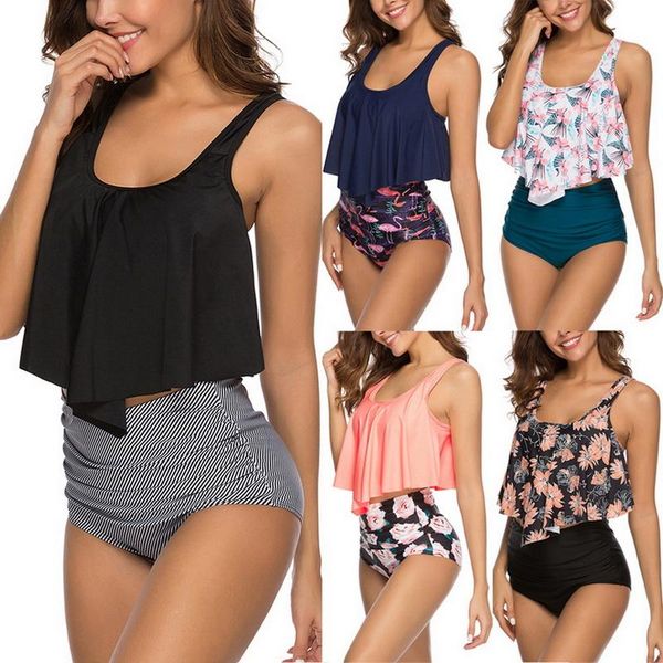 women's swimwear women swimmimg suit bikini set high waisted 2pc swimsuit ruffle floral printed maillot de bain femme biquinis, White;black
women's swimwear women swimmimg suit bikini set high waisted 2pc swimsuit ruffle floral printed maillot de bain femme biquinis, White;black