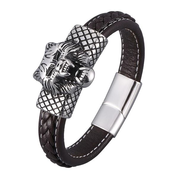 brown leather braided bracelets men wristband stainless steel wolf head magnetic buckle bangles punk hip hop jewelry gift pd0883 charm, Golden;silver
brown leather braided bracelets men wristband stainless steel wolf head magnetic buckle bangles punk hip hop jewelry gift pd0883 charm, Golden;silver