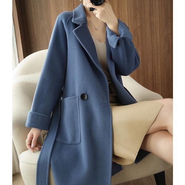 women's wool & blends 2021 autumn and winter double-sided cashmere coat womanhood versatile medium long woolen high-end fashion, Black
women's wool & blends 2021 autumn and winter double-sided cashmere coat womanhood versatile medium long woolen high-end fashion, Black
