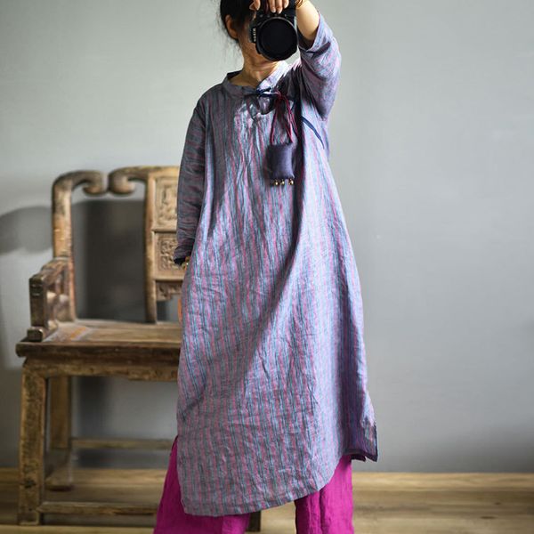 johnature women chinese style dresses striped stand long sleeve cheongsam autumn linen vintage button female dresses 210521, Black;gray
johnature women chinese style dresses striped stand long sleeve cheongsam autumn linen vintage button female dresses 210521, Black;gray