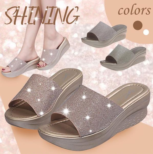wedges sandals for women summer beach shoes fashion glitter ladies platform slippers female crystal sandalia feminina, Black
wedges sandals for women summer beach shoes fashion glitter ladies platform slippers female crystal sandalia feminina, Black
