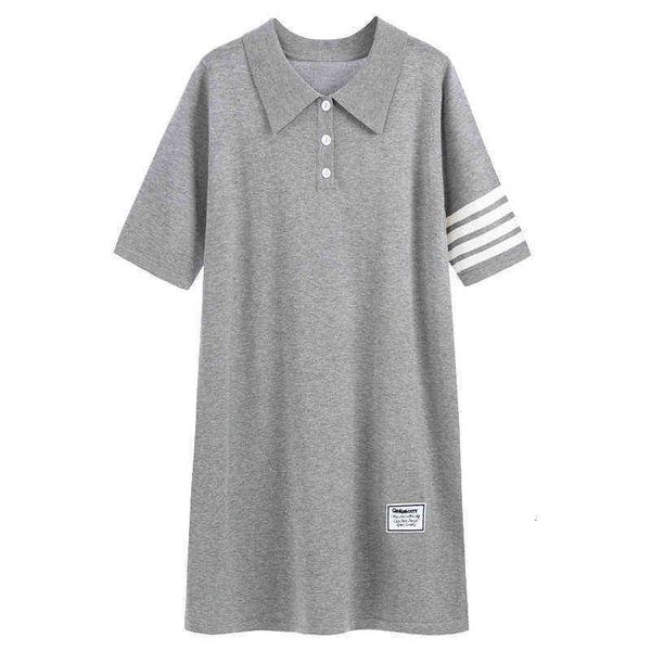 women's large polo collar contrast stripe skirt 2021 summer fat sister loose knit drs 20057, Black
women's large polo collar contrast stripe skirt 2021 summer fat sister loose knit drs 20057, Black