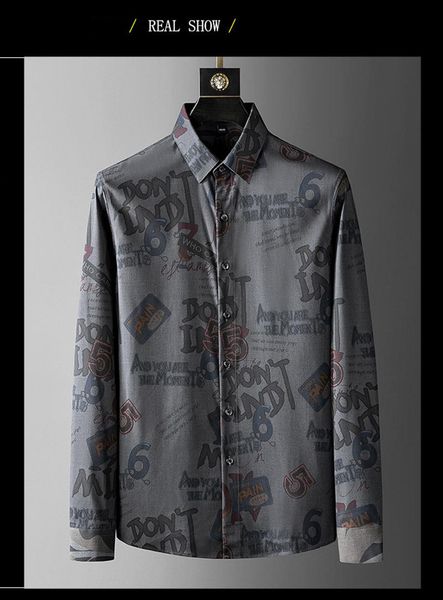 men's casual shirts 2021 autumn shirt fashion printing letters european light luxury long-sleeved slim non-iron, White;black
men's casual shirts 2021 autumn shirt fashion printing letters european light luxury long-sleeved slim non-iron, White;black