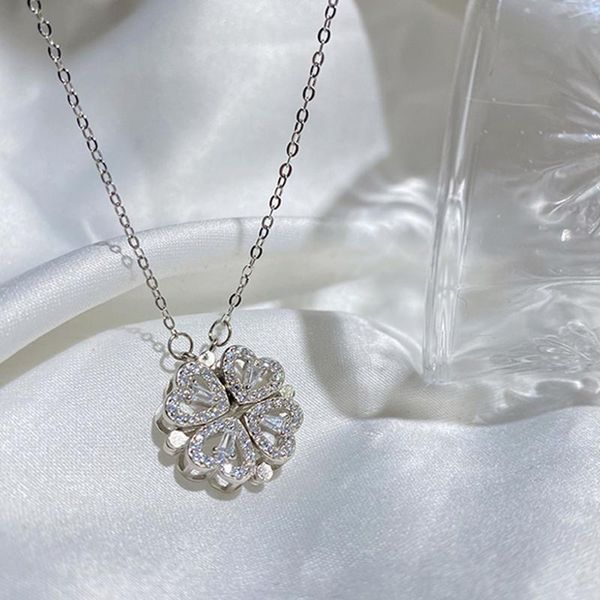 chains luxury female pendant can be split into 4 heart-shape round crystal clover necklace for women jewelry, Silver
chains luxury female pendant can be split into 4 heart-shape round crystal clover necklace for women jewelry, Silver
